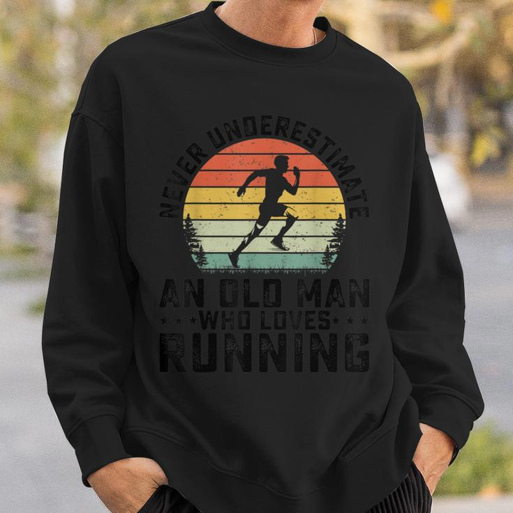 Never Underestimate An Old Man Who Loves Running Runner Sweatshirt Gifts for Him
