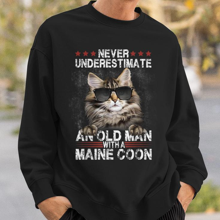 Never Underestimate An Old Man With A Maine Coon Cat Lovers Sweatshirt Gifts for Him