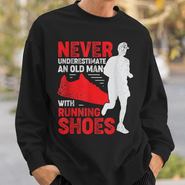 Never Underestimate An Old Man With Running Shoes Sweatshirt Gifts for Him