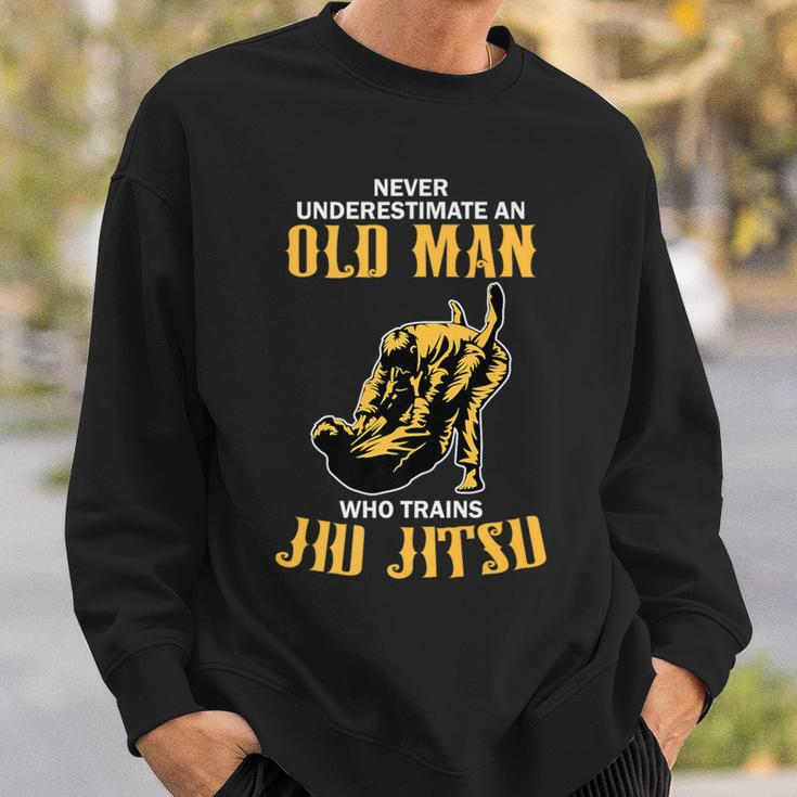 Never Underestimate An Old Man Training Brazilian Jiu Jitsu Sweatshirt Gifts for Him