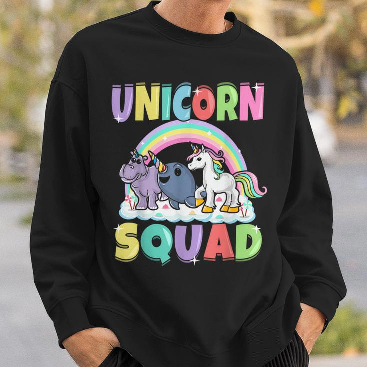 Unicorn Squad Rhino Narwhal Magical Creatures Cute Girly Sweatshirt Gifts for Him