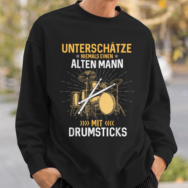 Unterschätze Niemals Einen Alten Mann Mit Drumsticks Music Sweatshirt Geschenke für Ihn