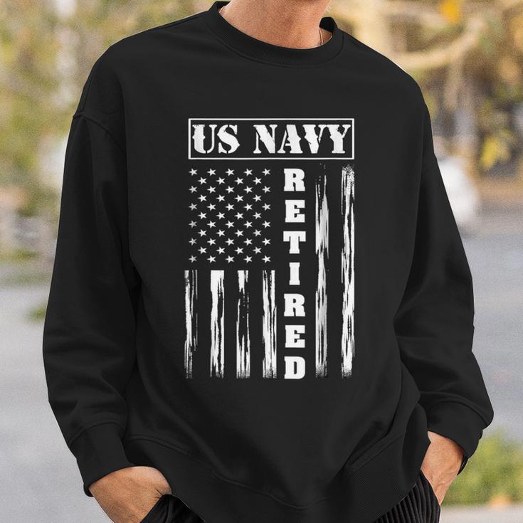 Us Navy Retired Distressed American Flag Sweatshirt Gifts for Him