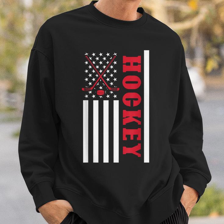 Usa Flag Patriotic American Pride Hockey Player Hockey Sweatshirt Gifts for Him