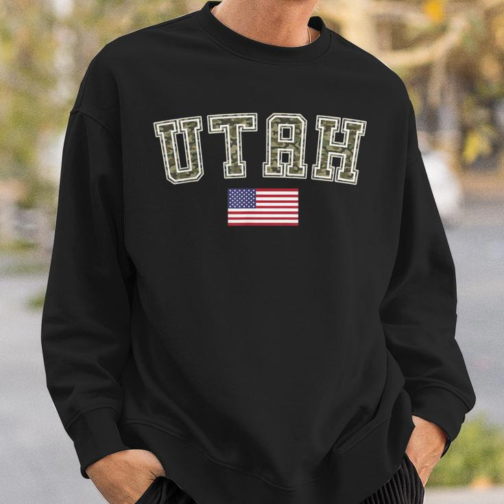 Utah Camo University College State American Flag Sweatshirt Gifts for Him