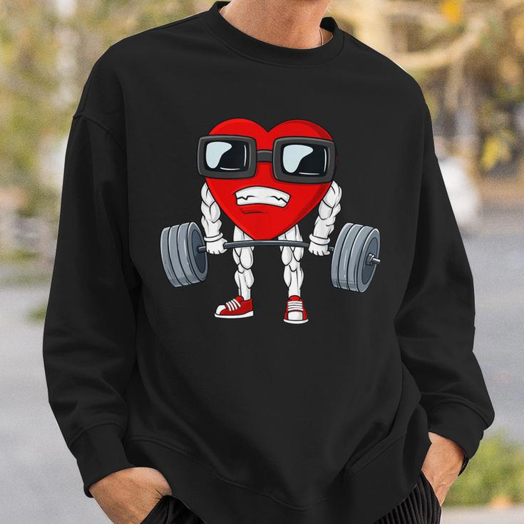 Valentines Day Heart Weightlifting Deadlift Fitness Sweatshirt Gifts for Him