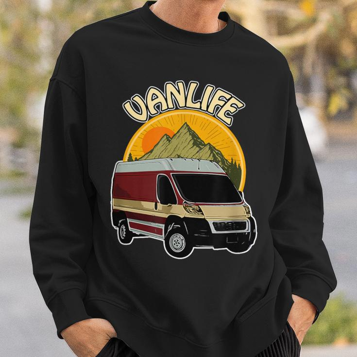 Vanlife Abenteuer Camping Sweatshirt, Bergsonnenuntergang Design Geschenke für Ihn