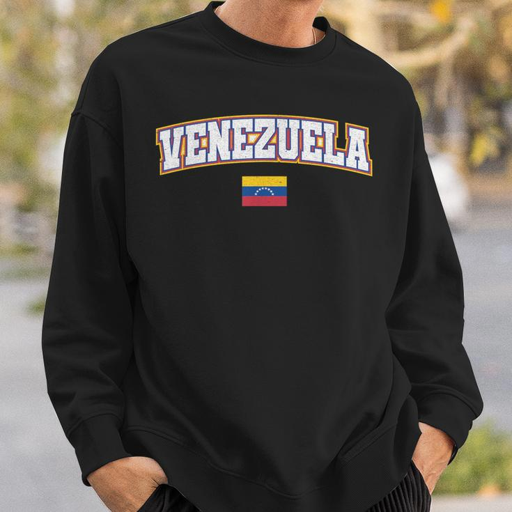Venezuela Varsity World Flag Weathered Sweatshirt Gifts for Him