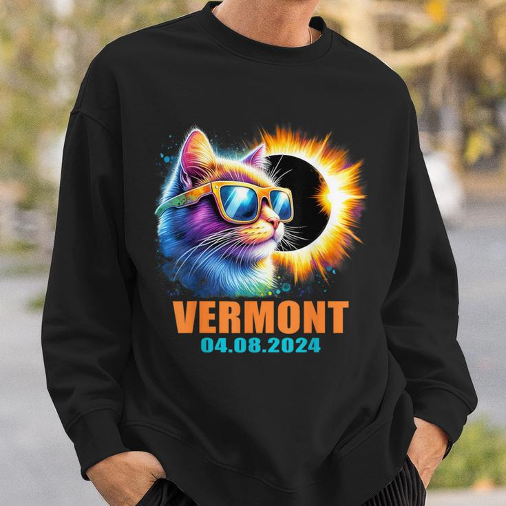 Vermont Total Solar Eclipse 2024 Cat Solar Eclipse Glasses Sweatshirt Gifts for Him