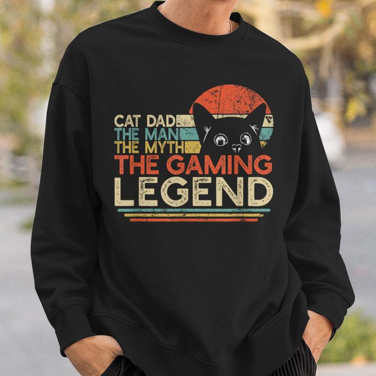 Video Game Player Cat Dad Man Myth Gaming Legend Gamer Sweatshirt Gifts for Him