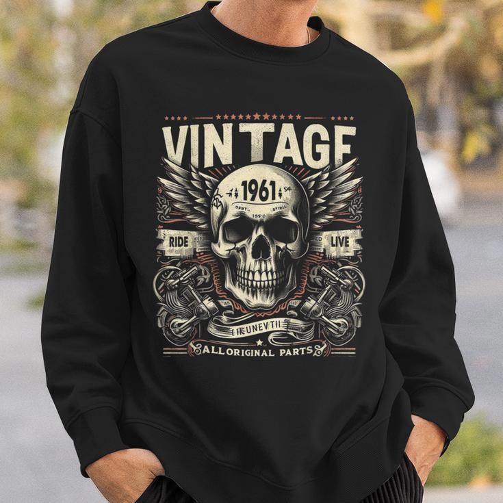 Vintage 1961 Geboren 1961 Geburtstag Totenkopf Biker Motorrad Sweatshirt Geschenke für Ihn