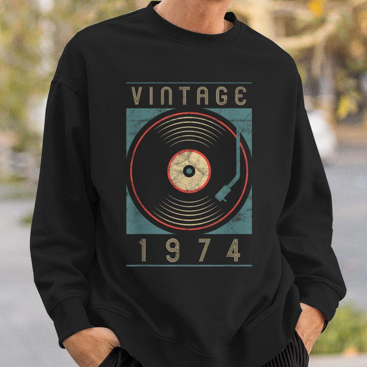 Vintage 1974 Vinyl Retro Turntable Birthday Dj For Him Sweatshirt Gifts for Him