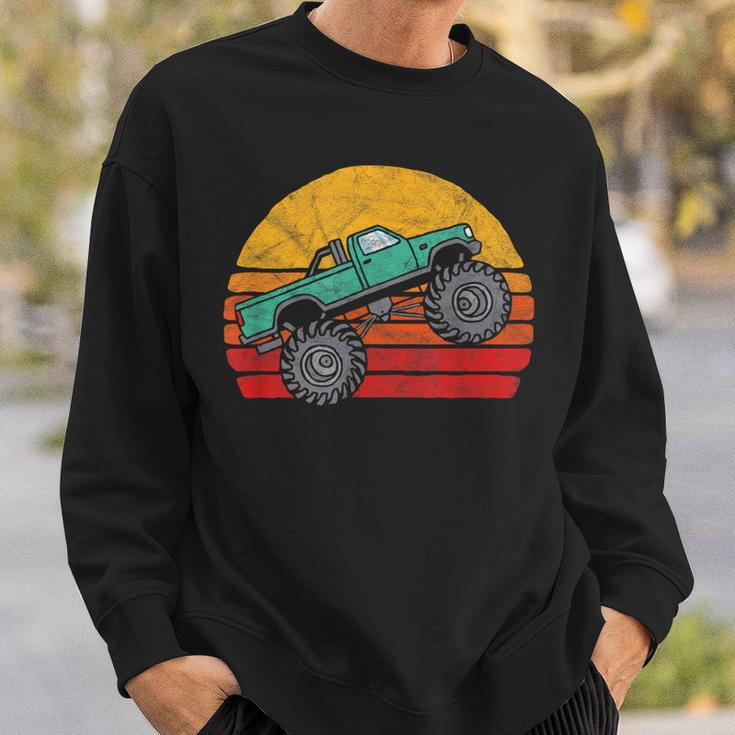 Vintage 80S Monster Truck Cool Retro Sun Sweatshirt Gifts for Him
