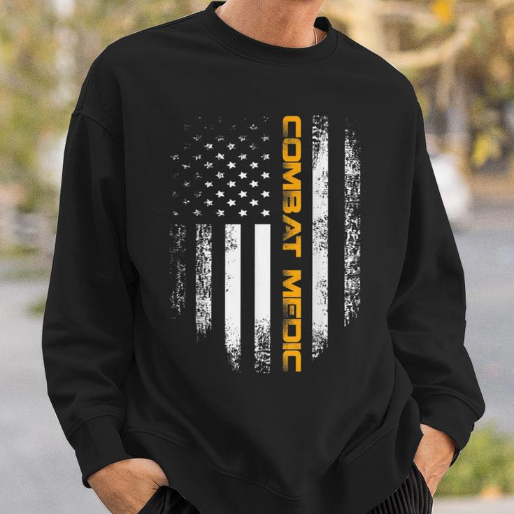 Vintage American Usa Flag Combat Medic Veteran Sweatshirt Gifts for Him