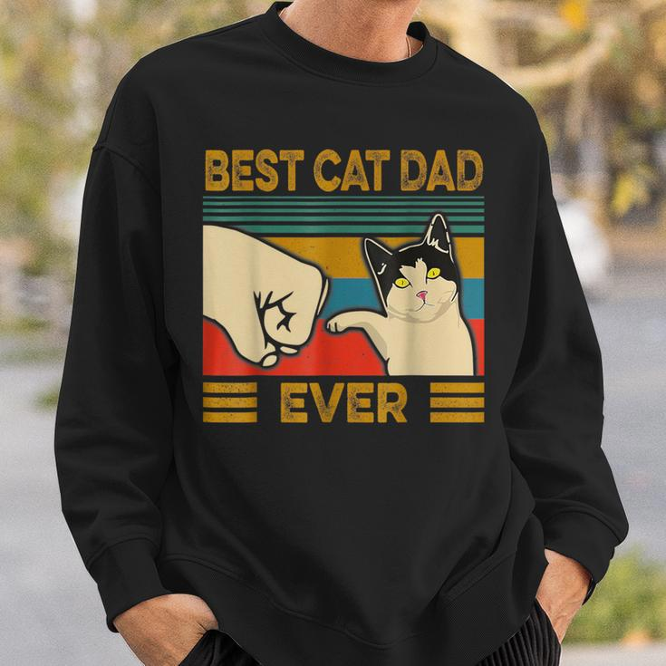Vintage Best Cat Dad Ever Bump Fit Sweatshirt Geschenke für Ihn