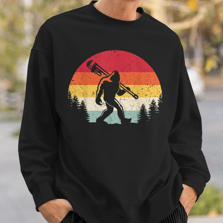 Vintage Bigfoot Plumber Pipe Wrench Sasquatch Plumbing Sweatshirt Gifts for Him