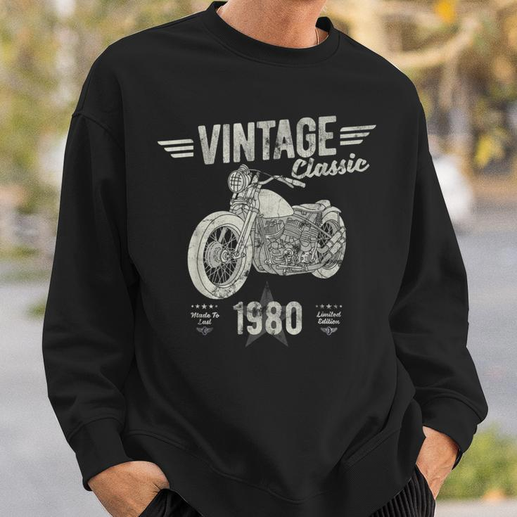 Vintage Born 1980 Birthday Classic Retro Motorbike Sweatshirt Gifts for Him