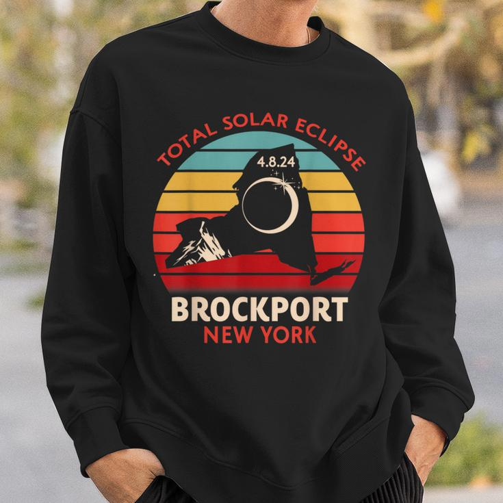 Vintage Brockport New York Total Solar Eclipse 2024 Sweatshirt Gifts for Him