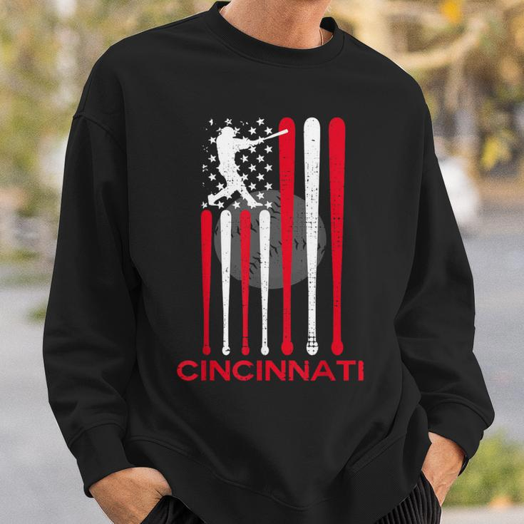 Vintage Cincinnati Baseball Soul American Us Flag Sweatshirt Gifts for Him