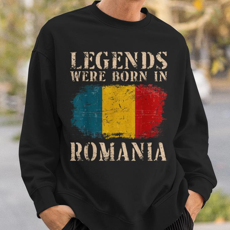 Vintage Romanian Flag Legends Were Born In Romania Sweatshirt Gifts for Him