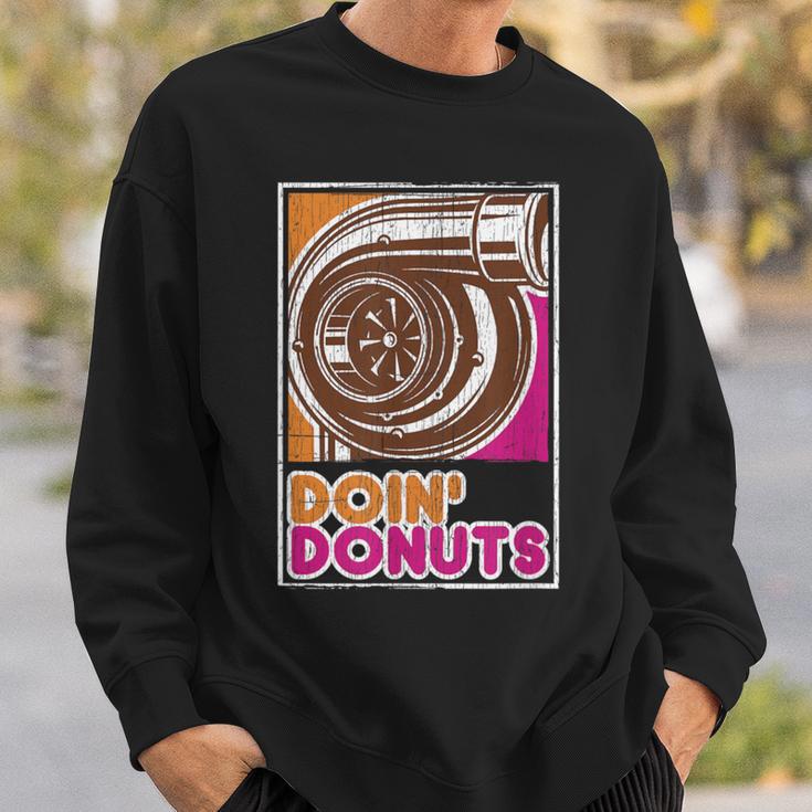 Vintage Doin' Donuts Car Enthusiast Sweatshirt Gifts for Him