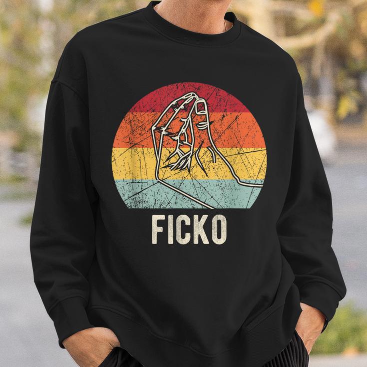 Vintage Du Bisch Ein Ficko Italian Gesture Handmark Sweatshirt Geschenke für Ihn