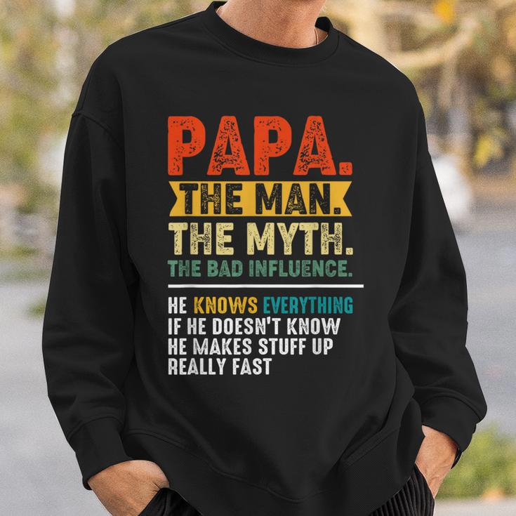 Vintage Father's Day Papa The Man The Myth The Bad Influence Sweatshirt Gifts for Him