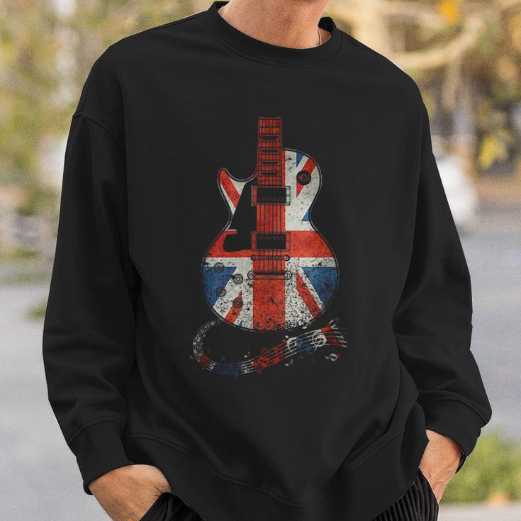 Vintage Guitar British Jack Union Flag Rock Guitarist Sweatshirt Gifts for Him