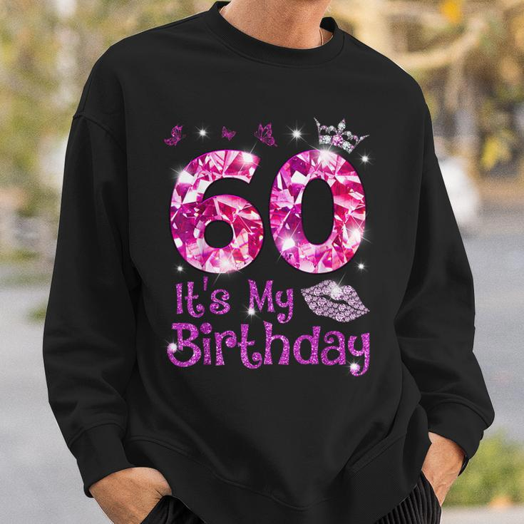 Vintage Happy 60 It's My Birthday Crown Lips 60Th Birthday Sweatshirt Gifts for Him