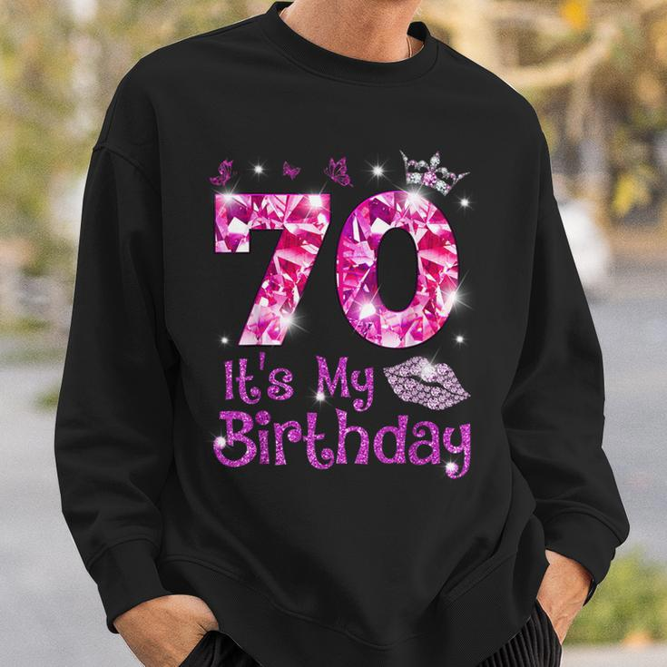 Vintage Happy 70 It's My Birthday Crown Lips 70Th Birthday Sweatshirt Gifts for Him