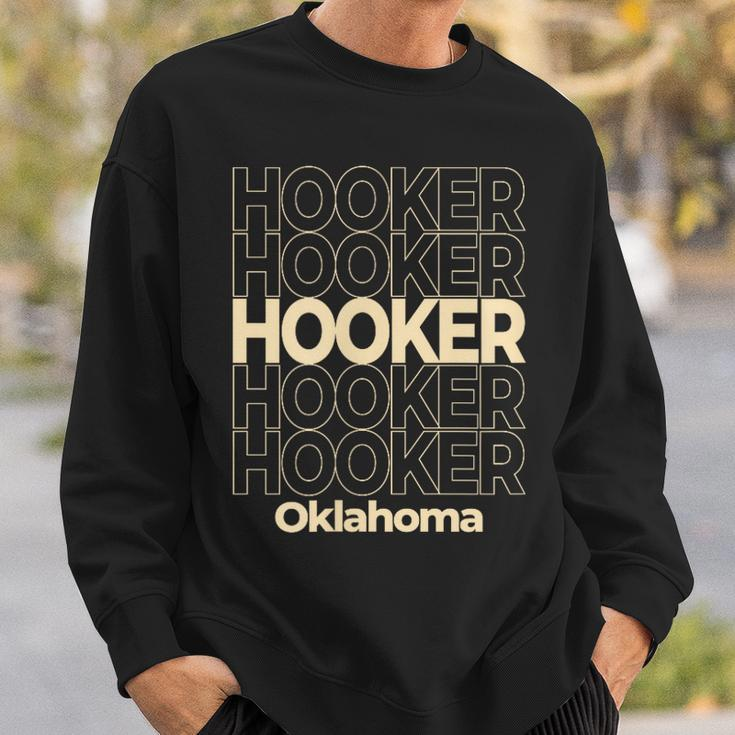 Vintage Hooker Oklahoma Repeating Text Sweatshirt Gifts for Him