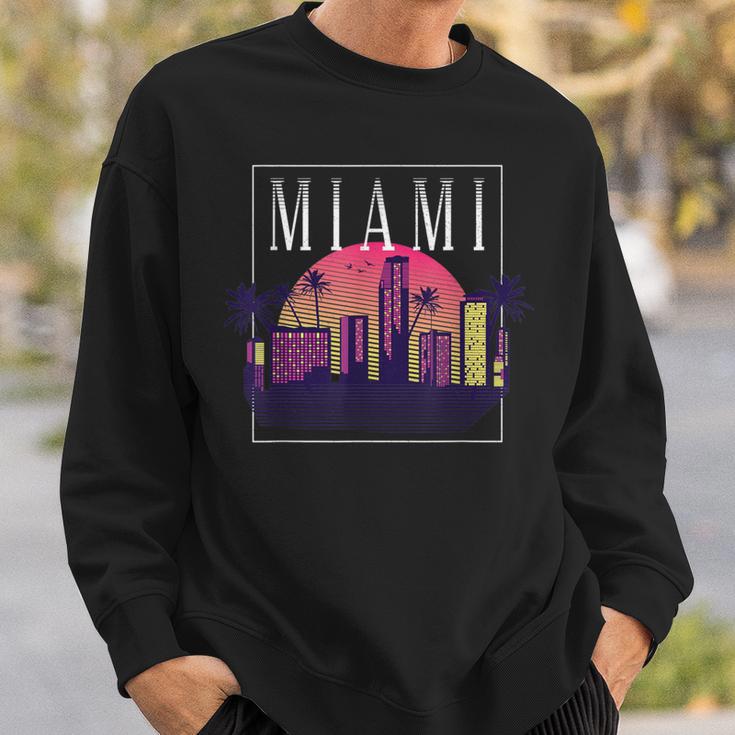 Vintage Miami Florida Cityscape Retro Graphic Sweatshirt Gifts for Him