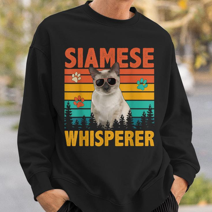 Vintage Retro Siamese Whisperer Cat Sunglasses Lover Sweatshirt Gifts for Him