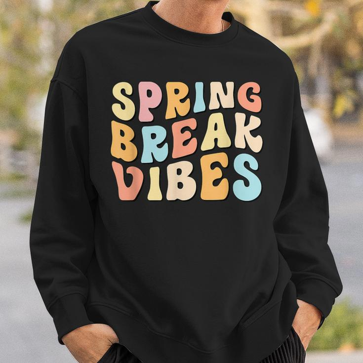 Vintage Spring Break Vibes Cute Spring Vacation Teacher Sweatshirt Gifts for Him