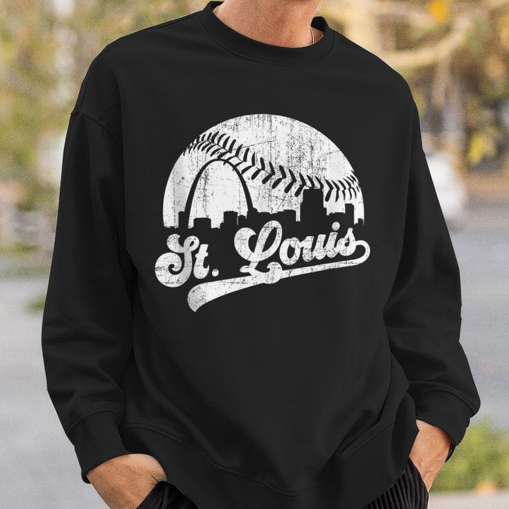 Vintage St Louis Skyline Game Day Retro Baseball Sweatshirt Gifts for Him