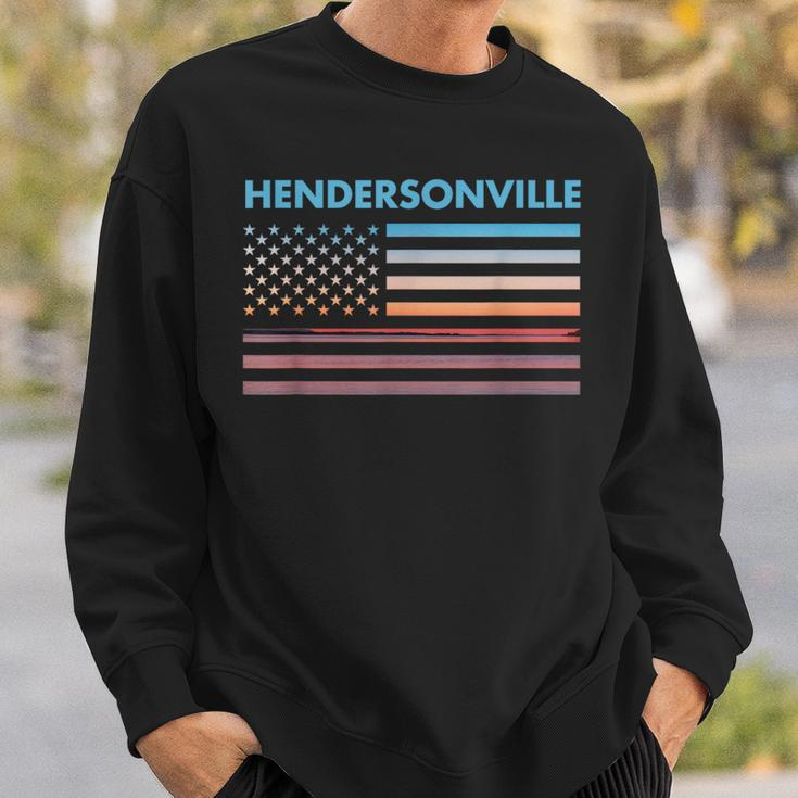 Vintage Sunset American Flag Hendersonville North Carolina Sweatshirt Gifts for Him