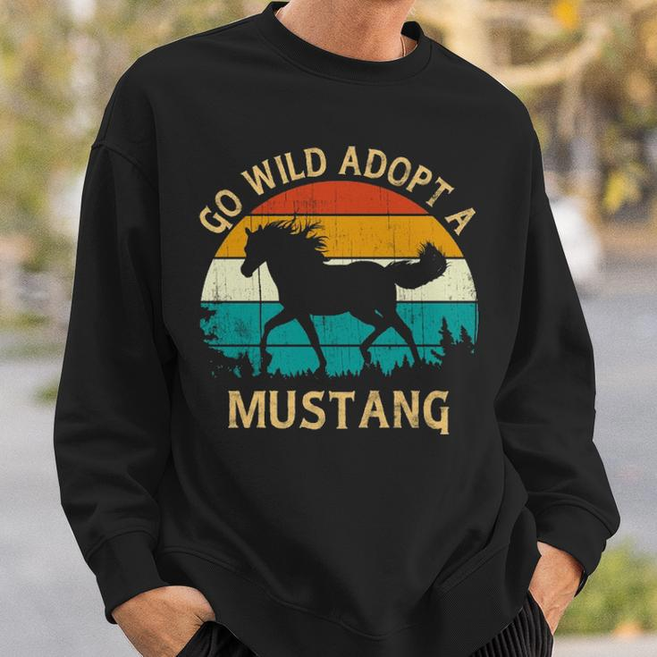 Vintage Sunset Wild Mustang Horse Go Wild Adopt A Mustang Sweatshirt Gifts for Him