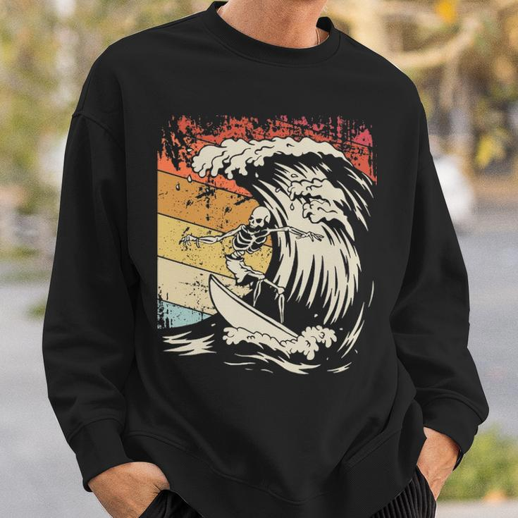 Vintage Surfing Skeleton Halloween Surfboard Surfer Sweatshirt Gifts for Him