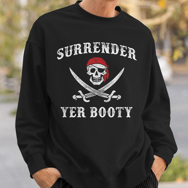 Vintage Surrender Your Booty Pirate Sweatshirt Gifts for Him