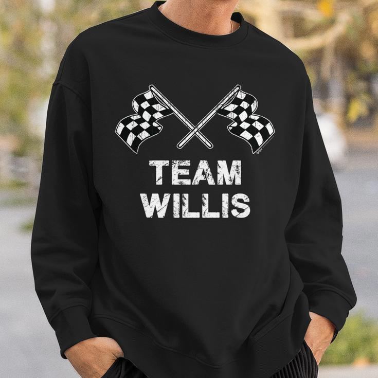 Vintage Team Willis Family Name Checkered Flag Racing Sweatshirt Gifts for Him