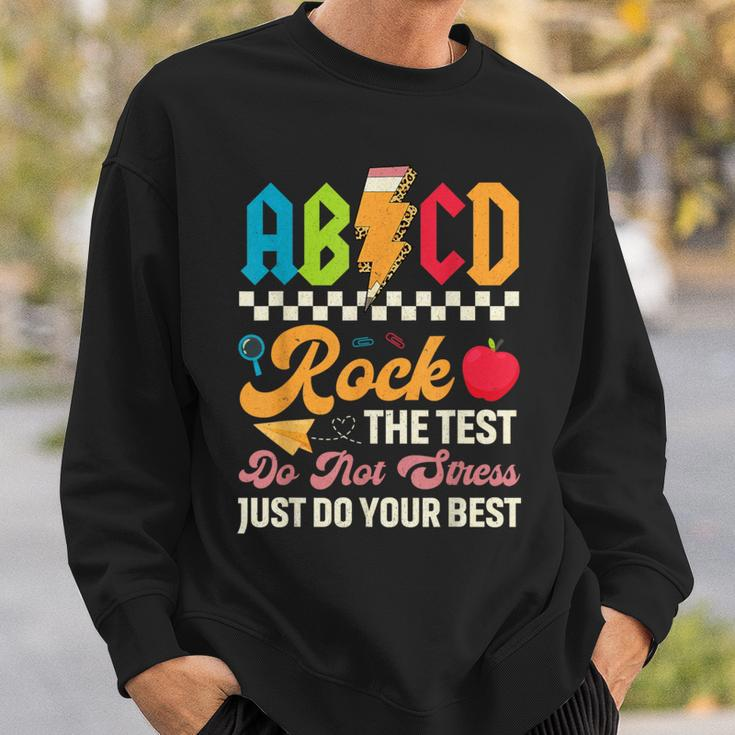 Vintage Testing Abcd Rock The Test Day Teachers Students Sweatshirt Gifts for Him