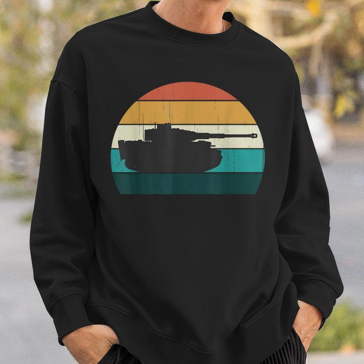 Vintage Tiger Tank World War 2 Ww2 History Retro Sunset S Sweatshirt Geschenke für Ihn
