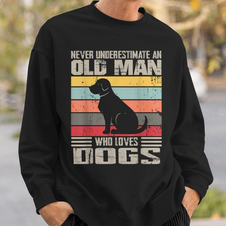 Vintage Never Underestimate An Old Man Who Loves Dogs Cute Sweatshirt Gifts for Him