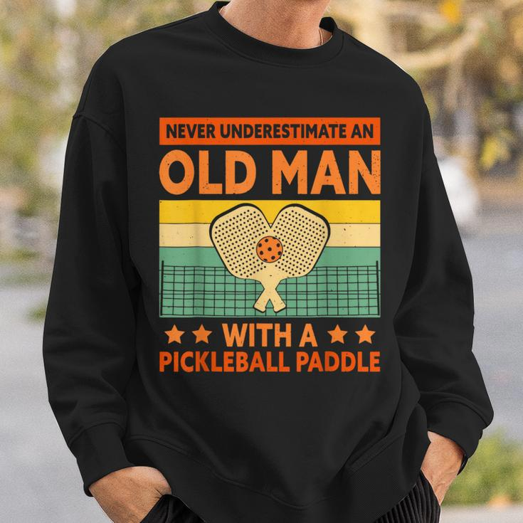 Vintage Never Underestimate An Old Man Pickleball Sweatshirt Gifts for Him