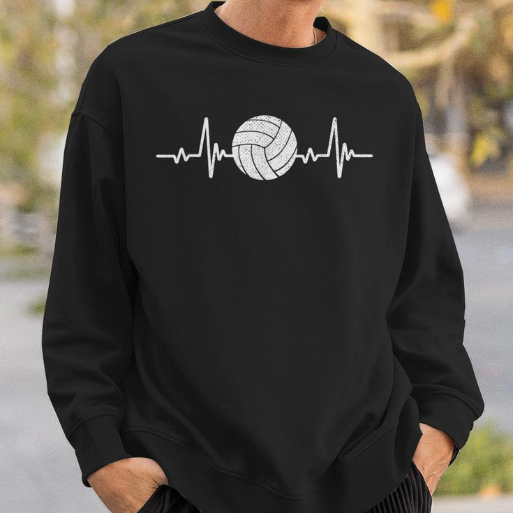 Volleyball Lover Heartbeat Vintage Retro Volleyball Player Sweatshirt Gifts for Him