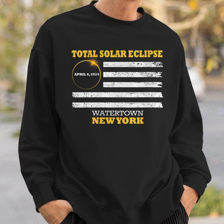 Watertown New York Solar Eclipse 2024 Us Flag Sweatshirt Gifts for Him