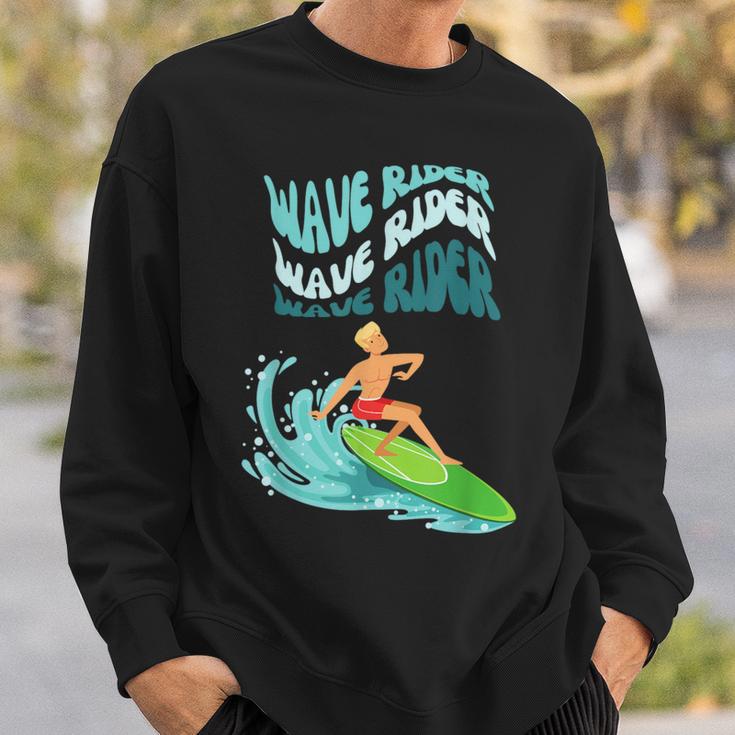 Wave Rider Surf Beach Day Hippie Wavey Retro 70S Surfer Boy Sweatshirt Gifts for Him