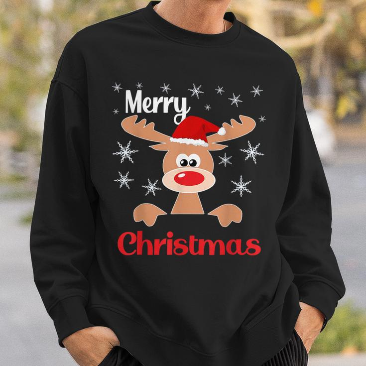 Weihnachts Rentier Weihnachtsmütze Merry Christmas Sweatshirt Geschenke für Ihn