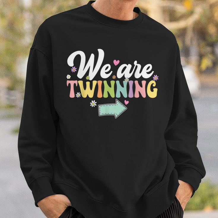 We're Twinning With My Bestie Twin Day Spirit Week Retro 70S Sweatshirt Gifts for Him