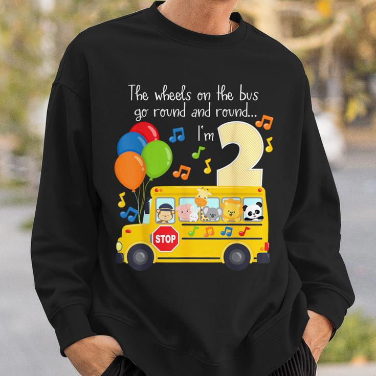 The Wheels On The Bus 2Nd Birthday 2 Yrs Old Family Matching Sweatshirt Gifts for Him